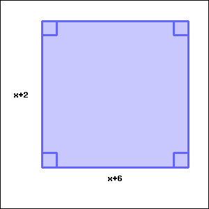 A rectangle with width (x+6) and height (x+2)